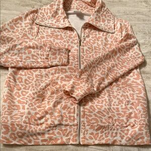 Chico's Peach Leopard Print Bomber Jacket
